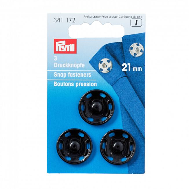 Prym - Trykkapper 21mm sort I