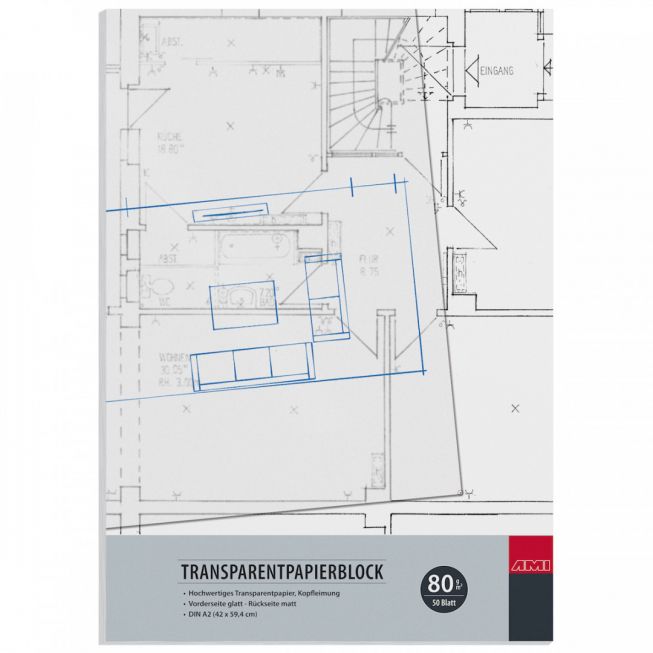 Transparentpapirblokk 80g/m A3