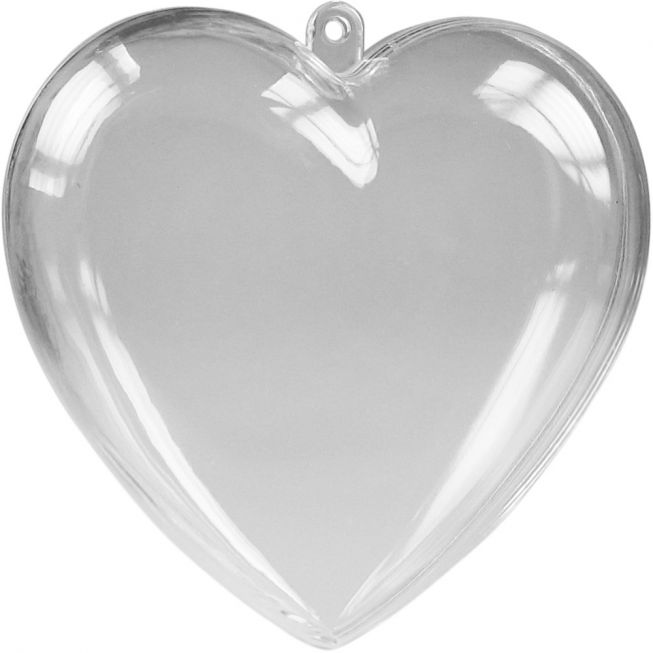 2- delt Transparent plasthjerte 6.5cm