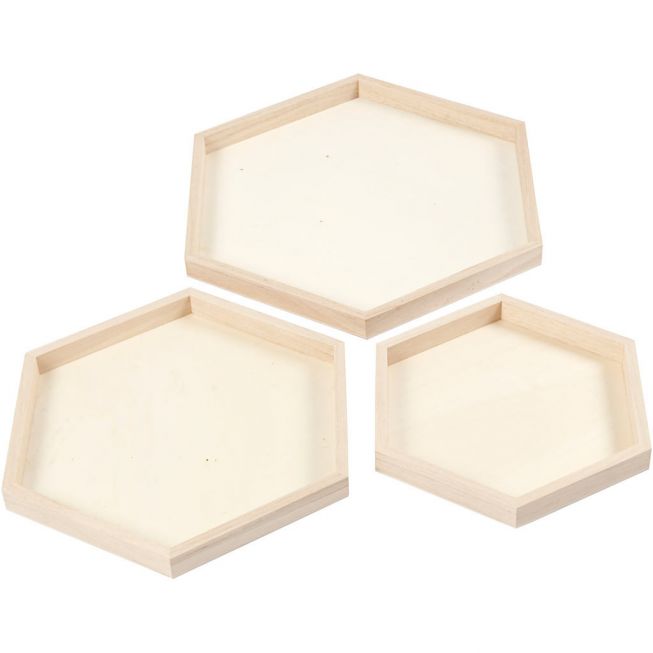 Hexagon trebrett 3pk