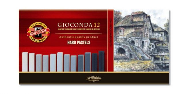 Gioconda 12 hard pastels grey