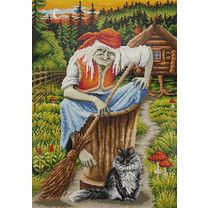 Diamond painting - gammel dame og katt 35.5x50.5cm