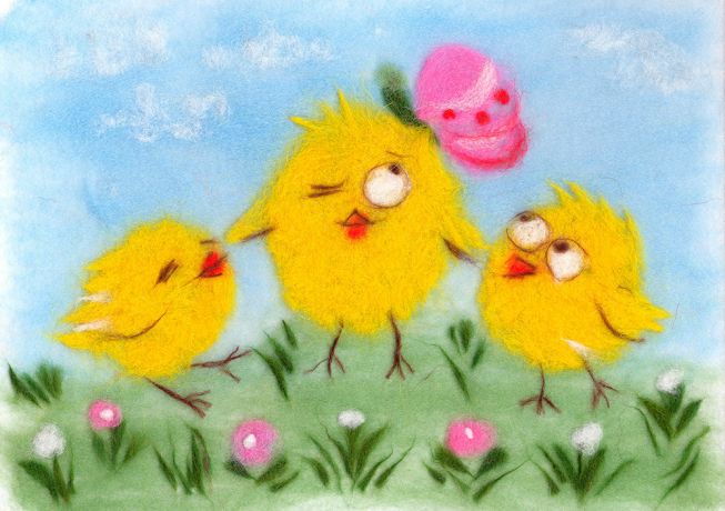 Painting wool kit - funny chicks