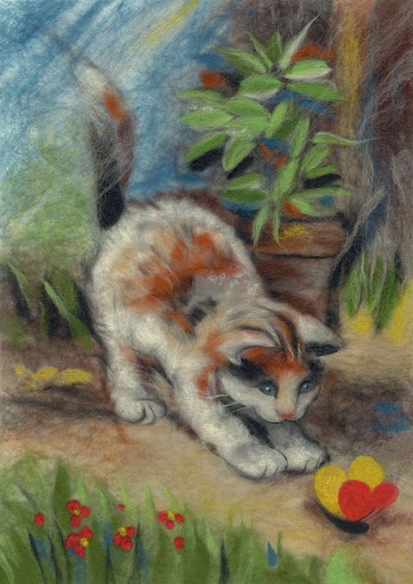 Painting wool kit - playful kitten