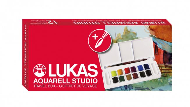 Lukas - Akvarell studio travel box 12HP +pensel